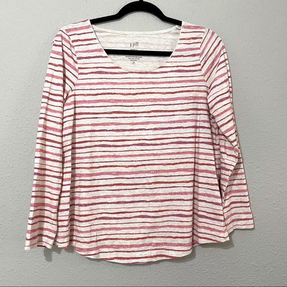 J. Jill Tops J Jill Pink Striped 34 Sleeve Tee Shirt Mp Pima Cotton